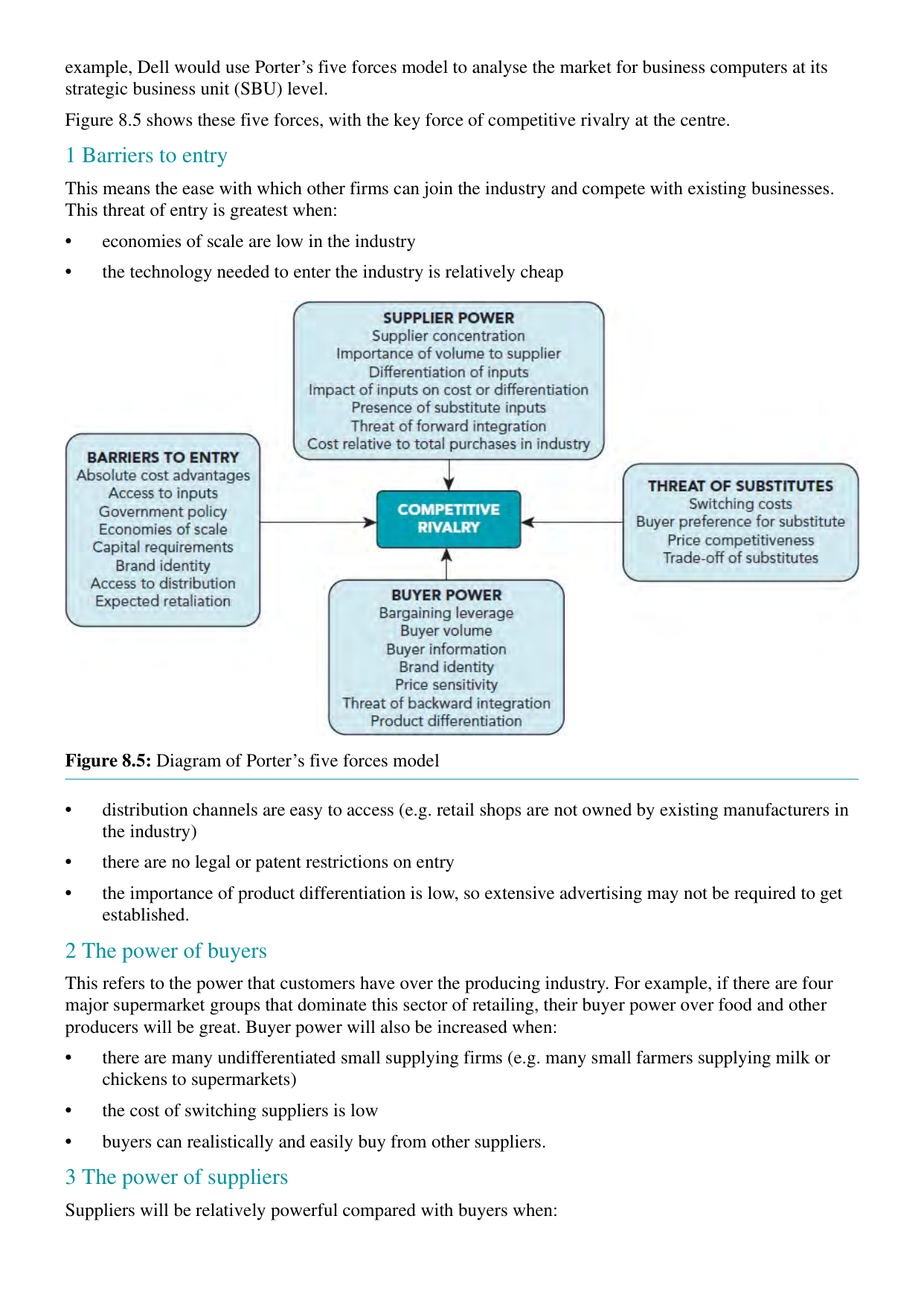 Porter’s Five Forces (from the coursebook, p192)
